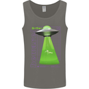 Alien Abducted Cow UFO Farmer Farming Mens Vest Tank Top Charcoal
