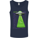 Alien Abducted Cow UFO Farmer Farming Mens Vest Tank Top Navy Blue