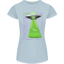 Alien Abducted Cow UFO Farmer Farming Womens Petite Cut T-Shirt Light Blue