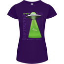 Alien Abducted Cow UFO Farmer Farming Womens Petite Cut T-Shirt Purple