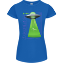Alien Abducted Cow UFO Farmer Farming Womens Petite Cut T-Shirt Royal Blue
