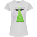 Alien Abducted Cow UFO Farmer Farming Womens Petite Cut T-Shirt White
