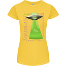 Alien Abducted Cow UFO Farmer Farming Womens Petite Cut T-Shirt Yellow
