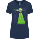 Alien Abducted Cow UFO Farmer Farming Womens Wider Cut T-Shirt Navy Blue