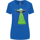 Alien Abducted Cow UFO Farmer Farming Womens Wider Cut T-Shirt Royal Blue