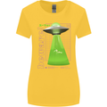 Alien Abducted Cow UFO Farmer Farming Womens Wider Cut T-Shirt Yellow