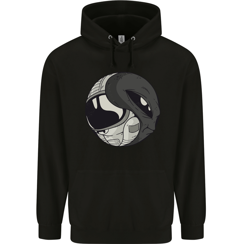 Alien Astronaut Yin Yang Space UFO Mens 80% Cotton Hoodie Black