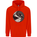 Alien Astronaut Yin Yang Space UFO Mens 80% Cotton Hoodie Bright Red