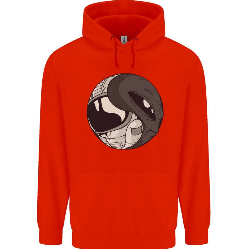 Alien Astronaut Yin Yang Space UFO Mens 80% Cotton Hoodie Bright Red