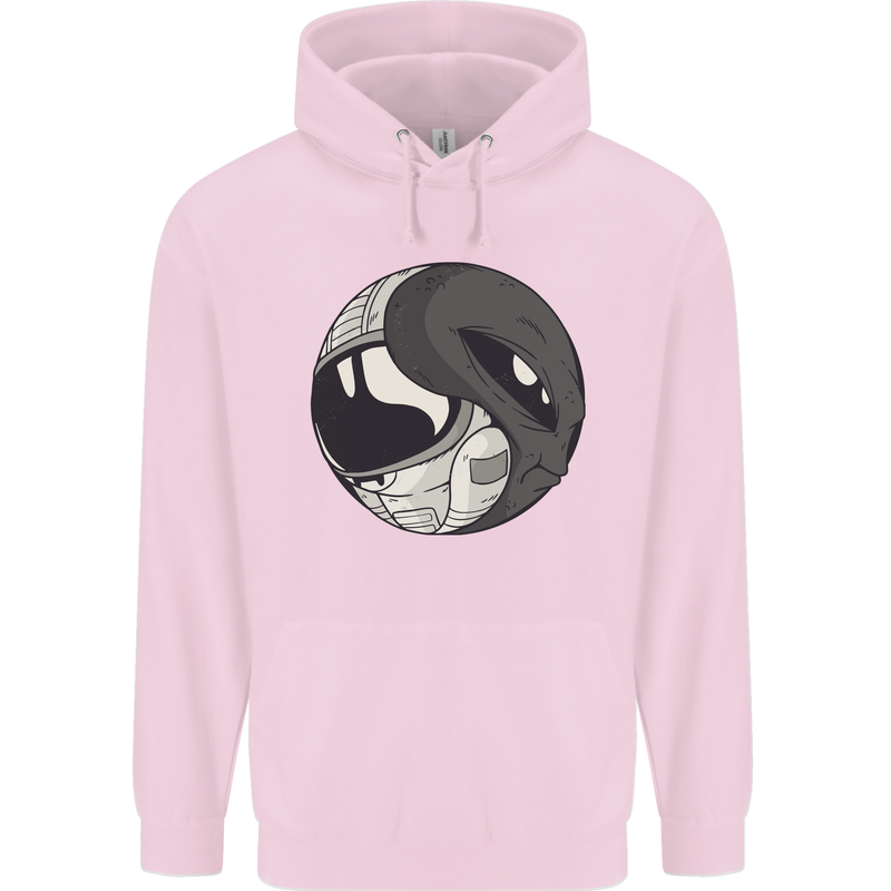 Alien Astronaut Yin Yang Space UFO Mens 80% Cotton Hoodie Light Pink