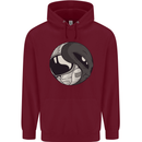 Alien Astronaut Yin Yang Space UFO Mens 80% Cotton Hoodie Maroon