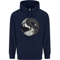 Alien Astronaut Yin Yang Space UFO Mens 80% Cotton Hoodie Navy Blue