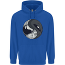 Alien Astronaut Yin Yang Space UFO Mens 80% Cotton Hoodie Royal Blue