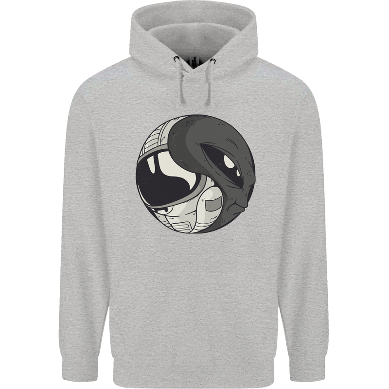 Alien Astronaut Yin Yang Space UFO Mens 80% Cotton Hoodie Sports Grey