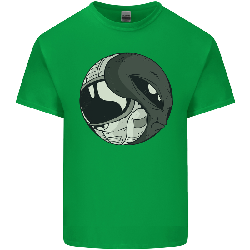 Alien Astronaut Yin Yang Space UFO Mens Cotton T-Shirt Tee Top Irish Green
