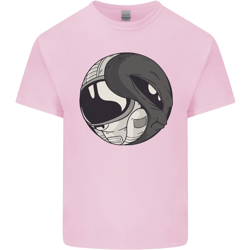 Alien Astronaut Yin Yang Space UFO Mens Cotton T-Shirt Tee Top Light Pink