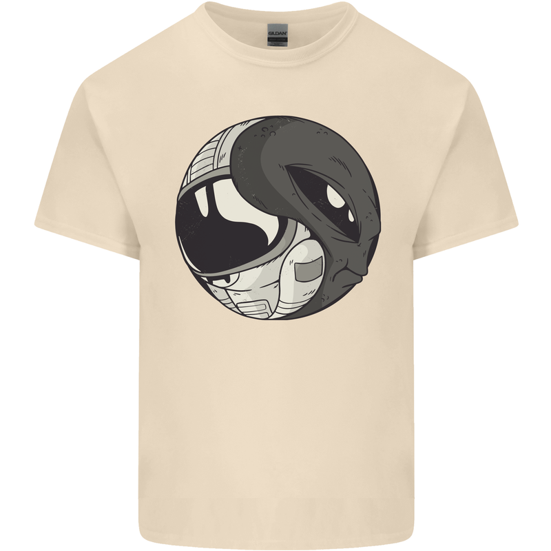 Alien Astronaut Yin Yang Space UFO Mens Cotton T-Shirt Tee Top Natural