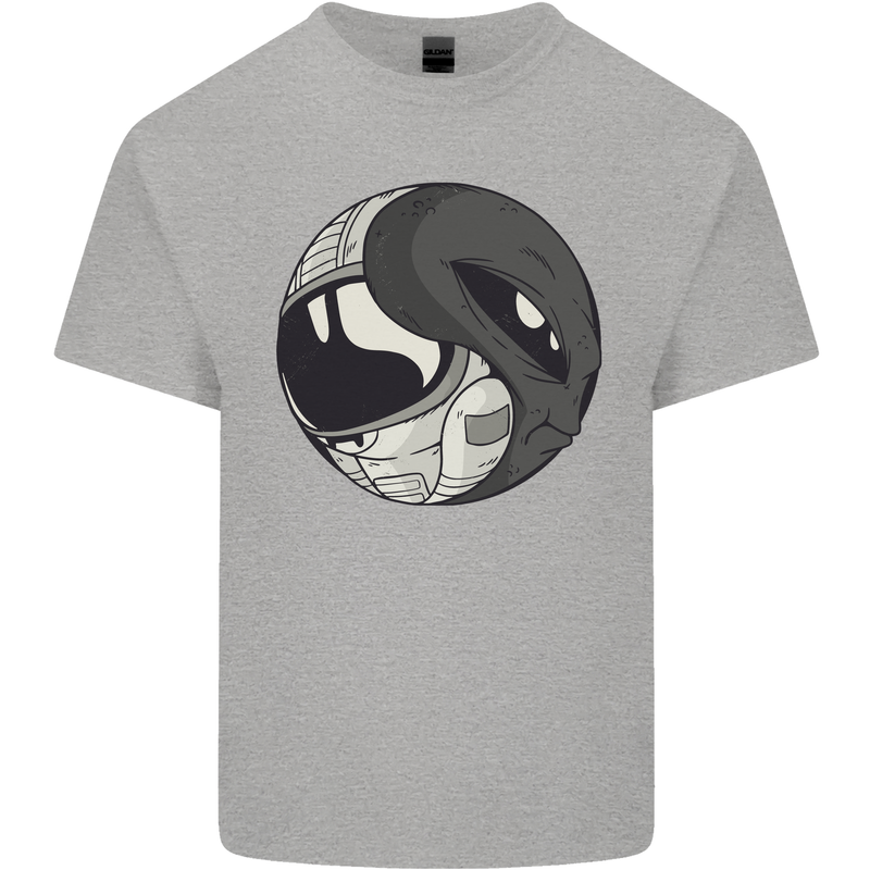 Alien Astronaut Yin Yang Space UFO Mens Cotton T-Shirt Tee Top Sports Grey