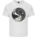 Alien Astronaut Yin Yang Space UFO Mens Cotton T-Shirt Tee Top White