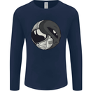 Alien Astronaut Yin Yang Space UFO Mens Long Sleeve T-Shirt Navy Blue