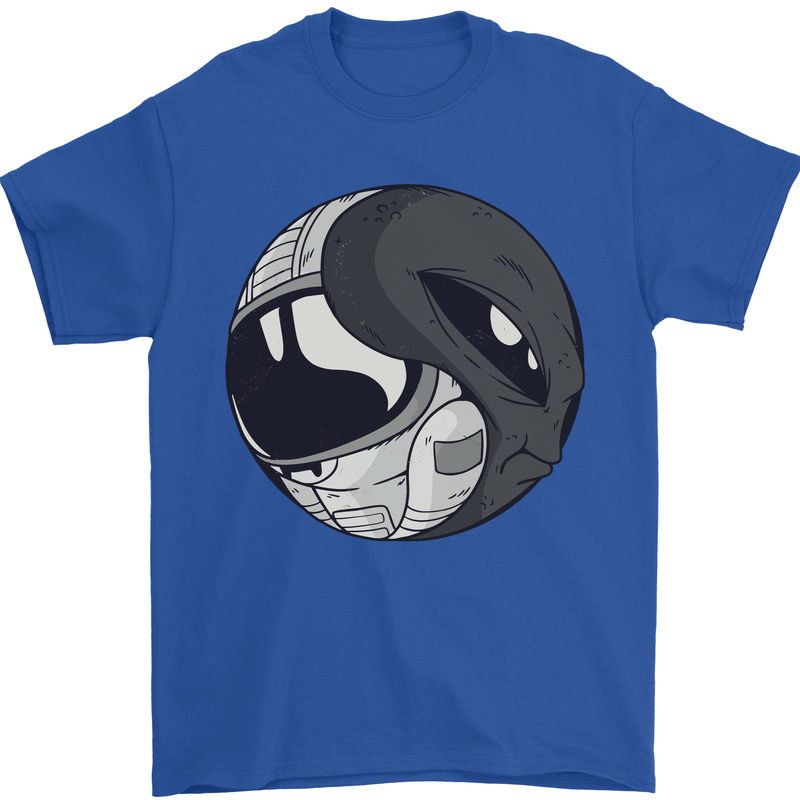 Alien Astronaut Yin Yang Space UFO Mens T-Shirt 100% Cotton Royal Blue