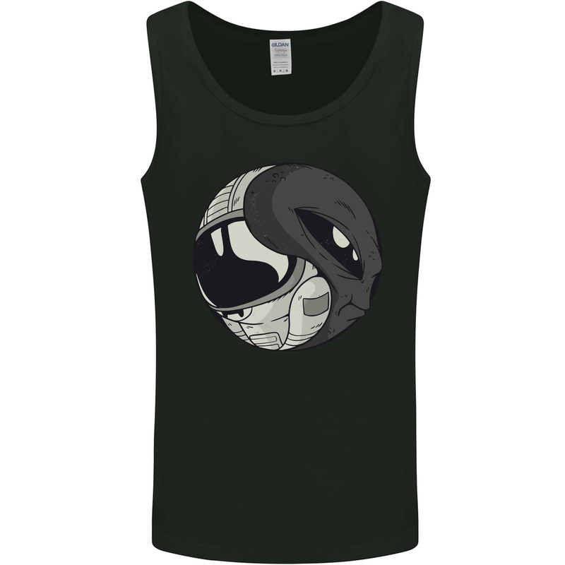 Alien Astronaut Yin Yang Space UFO Mens Vest Tank Top Black