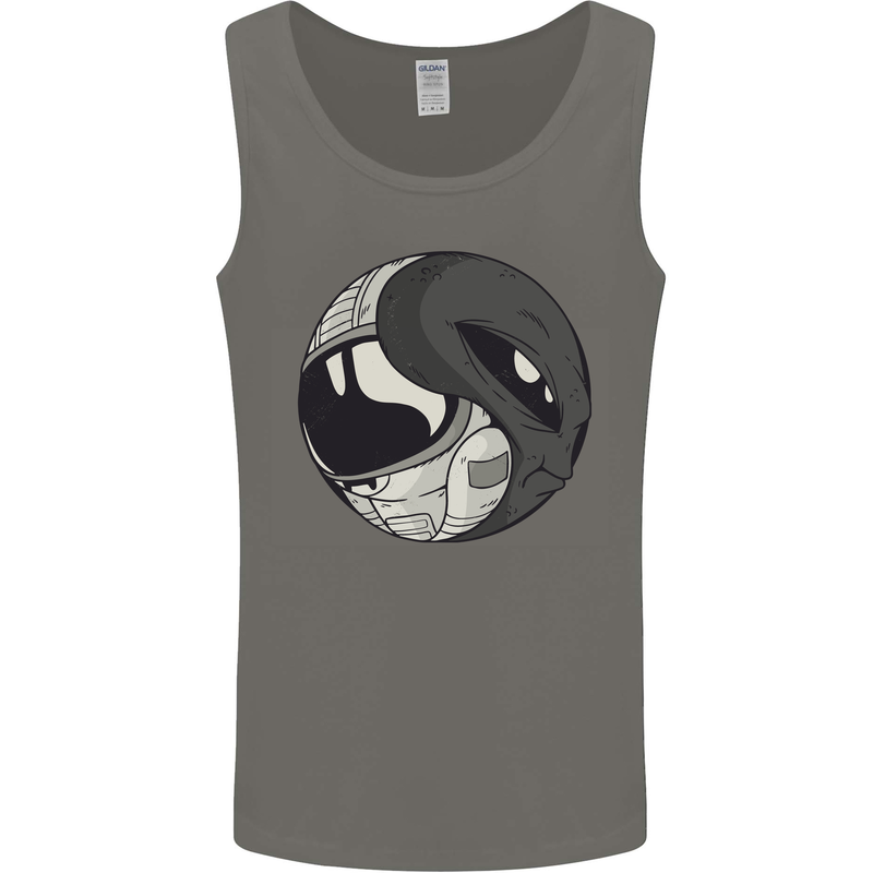 Alien Astronaut Yin Yang Space UFO Mens Vest Tank Top Charcoal