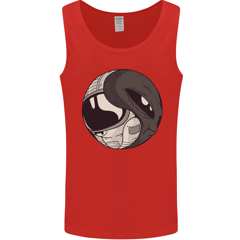 Alien Astronaut Yin Yang Space UFO Mens Vest Tank Top Red