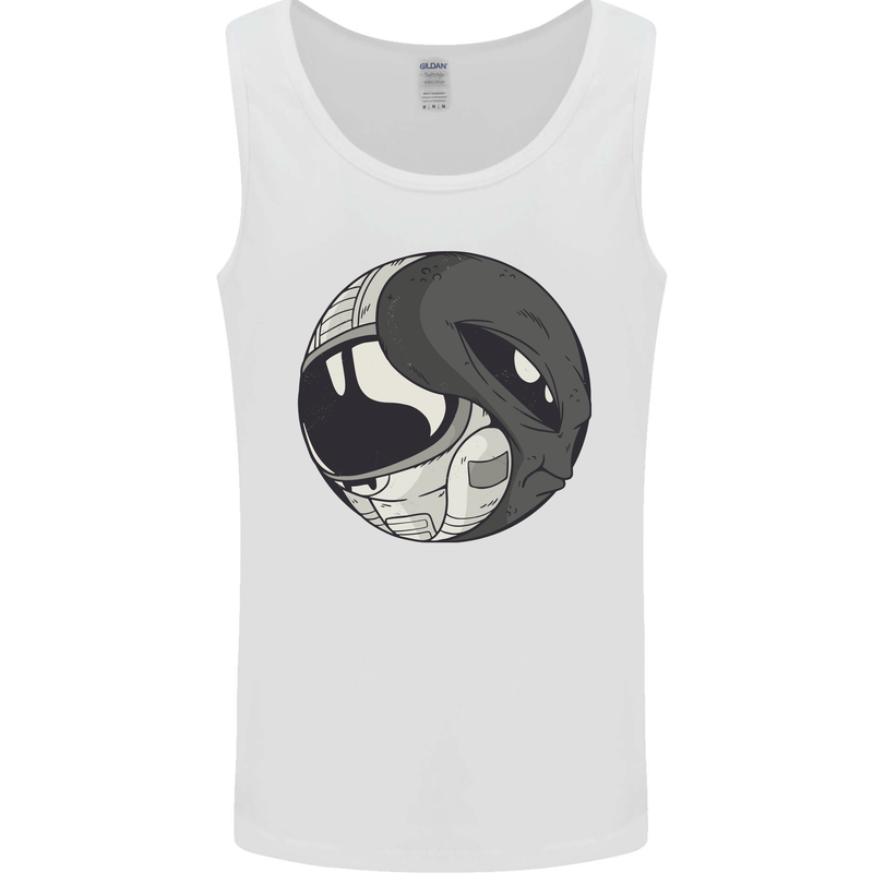 Alien Astronaut Yin Yang Space UFO Mens Vest Tank Top White