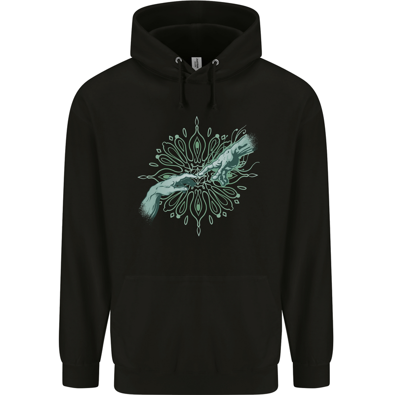 Alien Creation of Adam Parody UFO Childrens Kids Hoodie Black