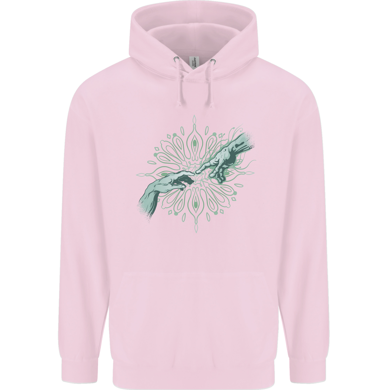 Alien Creation of Adam Parody UFO Childrens Kids Hoodie Light Pink