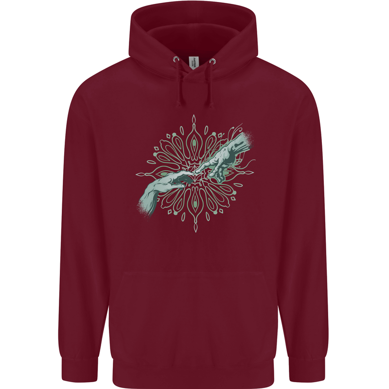Alien Creation of Adam Parody UFO Childrens Kids Hoodie Maroon