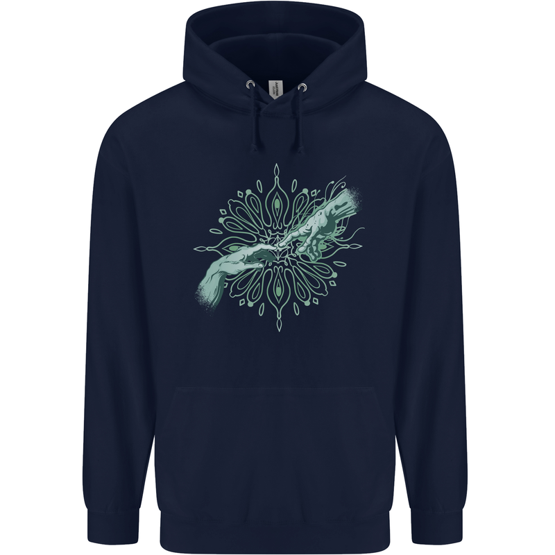 Alien Creation of Adam Parody UFO Childrens Kids Hoodie Navy Blue