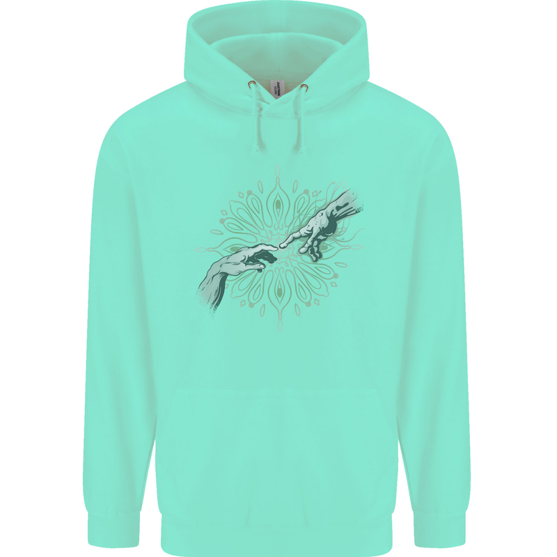Alien Creation of Adam Parody UFO Childrens Kids Hoodie Peppermint
