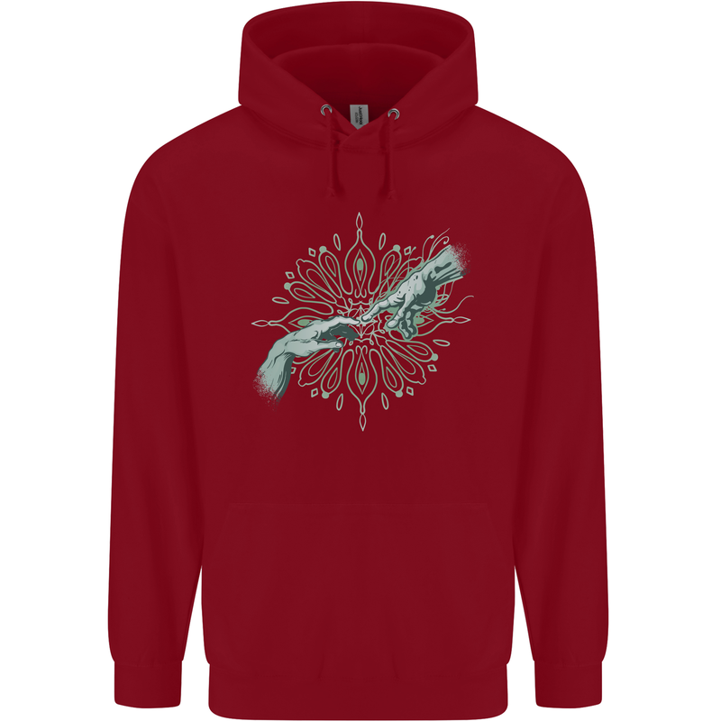 Alien Creation of Adam Parody UFO Childrens Kids Hoodie Red