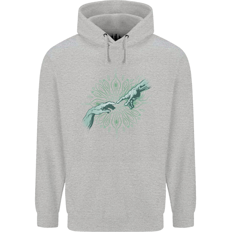 Alien Creation of Adam Parody UFO Childrens Kids Hoodie Sports Grey