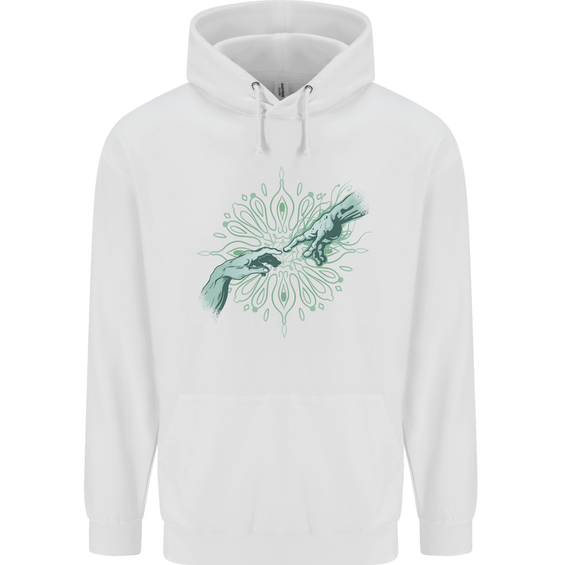 Alien Creation of Adam Parody UFO Childrens Kids Hoodie White