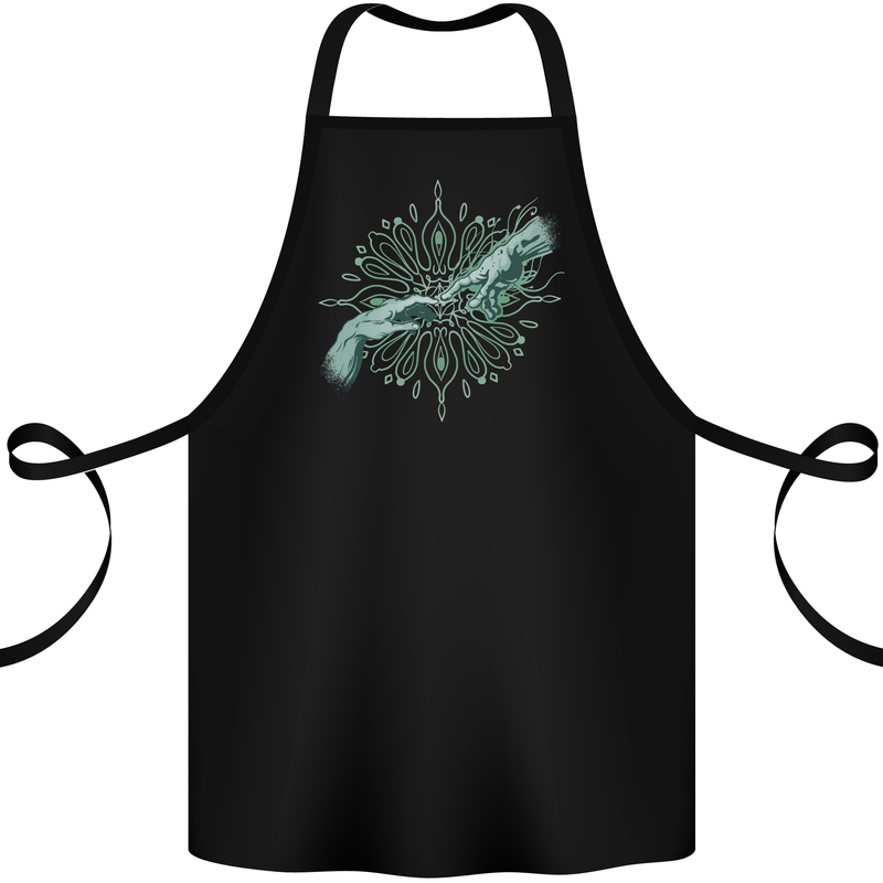 Alien Creation of Adam Parody UFO Cotton Apron 100% Organic Black