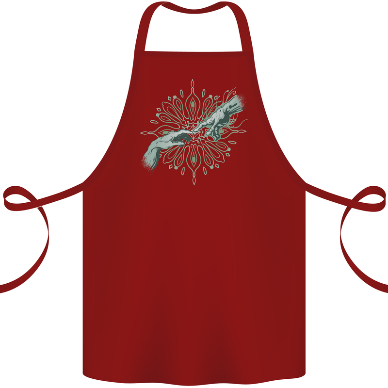 Alien Creation of Adam Parody UFO Cotton Apron 100% Organic Maroon