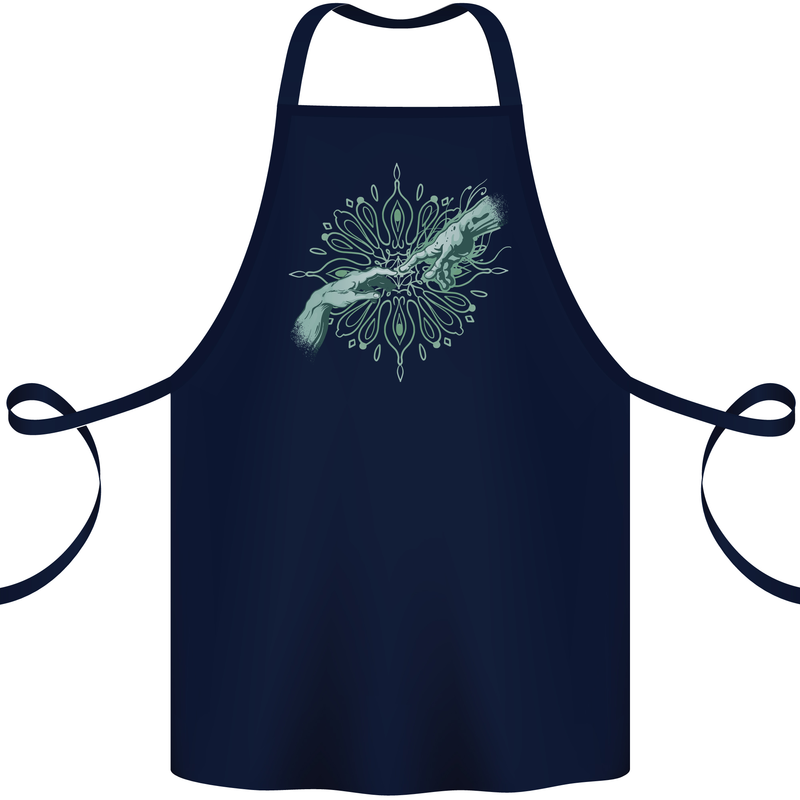 Alien Creation of Adam Parody UFO Cotton Apron 100% Organic Navy Blue