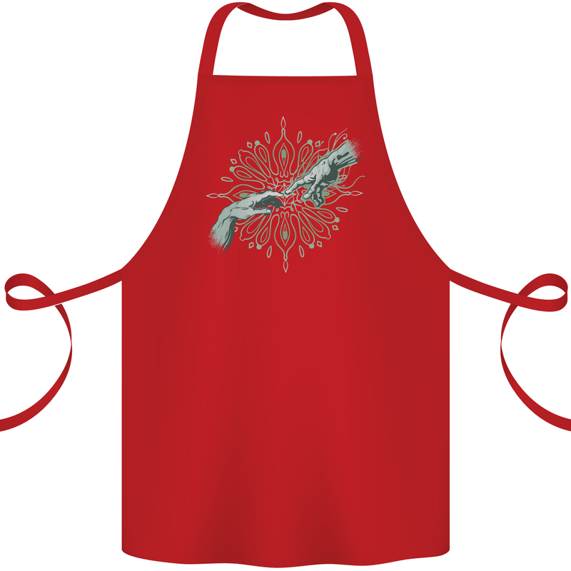 Alien Creation of Adam Parody UFO Cotton Apron 100% Organic Red