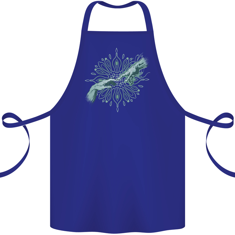 Alien Creation of Adam Parody UFO Cotton Apron 100% Organic Royal Blue