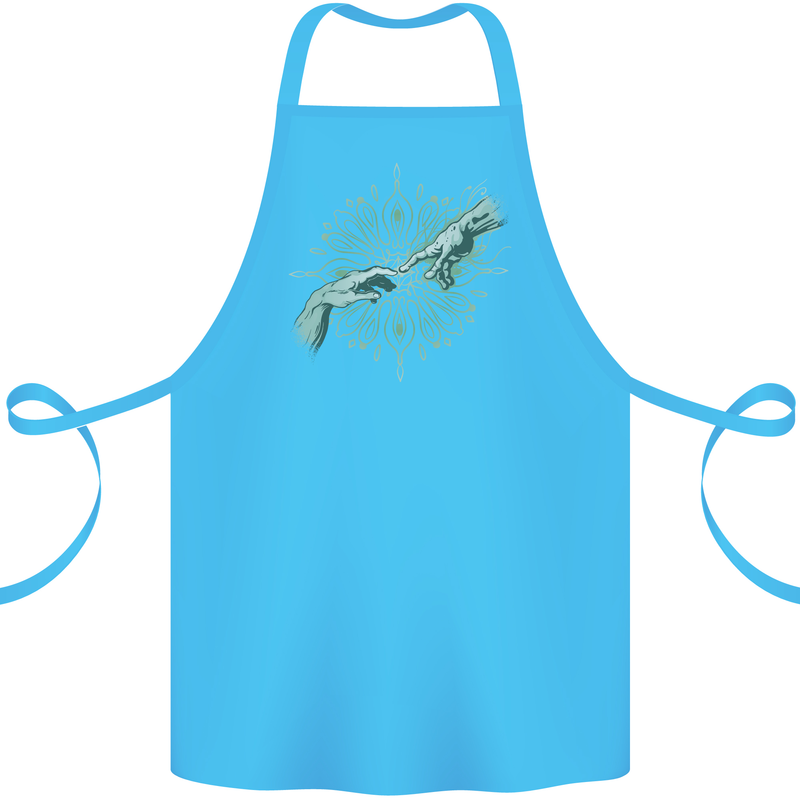 Alien Creation of Adam Parody UFO Cotton Apron 100% Organic Turquoise