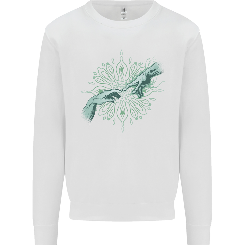 Alien Creation of Adam Parody UFO Kids Sweatshirt Jumper White