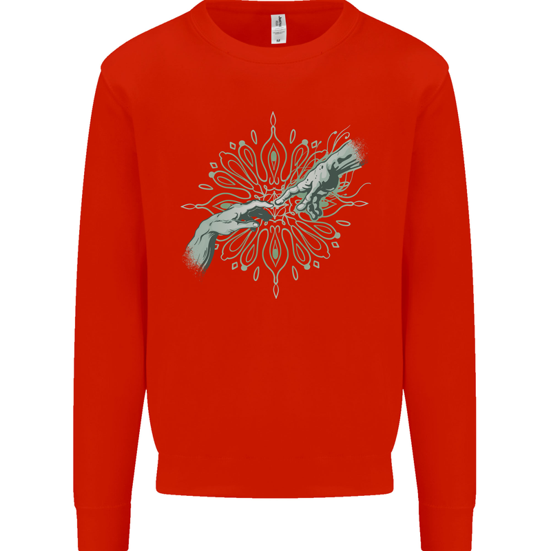 Alien Creation of Adam Parody UFO Mens Sweatshirt Jumper Bright Red