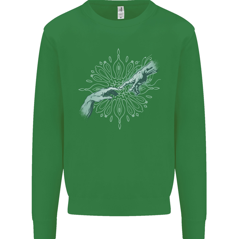 Alien Creation of Adam Parody UFO Mens Sweatshirt Jumper Irish Green
