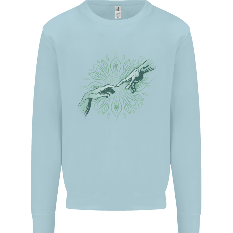 Alien Creation of Adam Parody UFO Mens Sweatshirt Jumper Light Blue