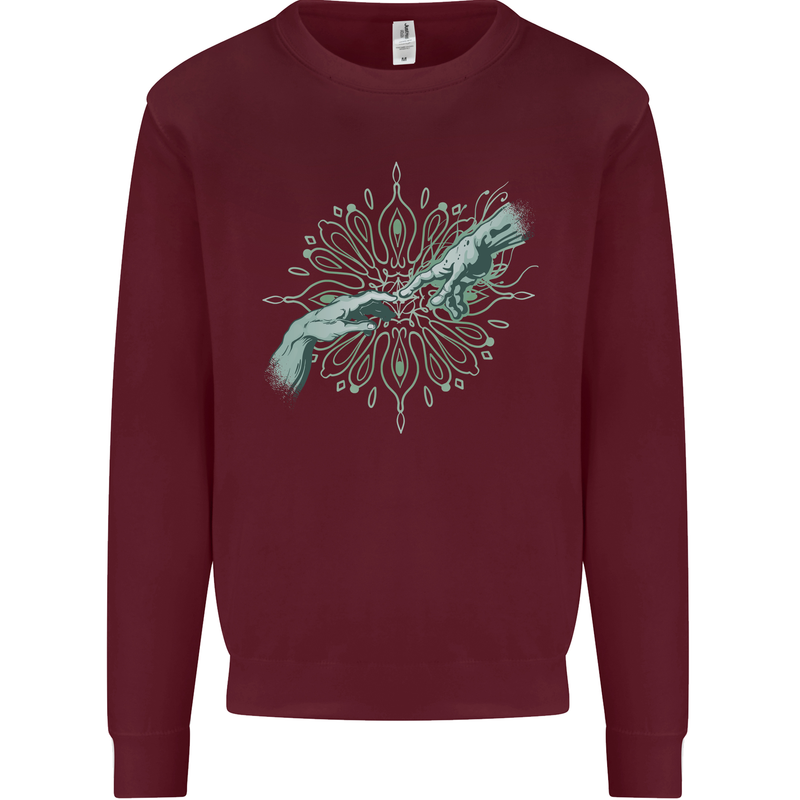 Alien Creation of Adam Parody UFO Mens Sweatshirt Jumper Maroon