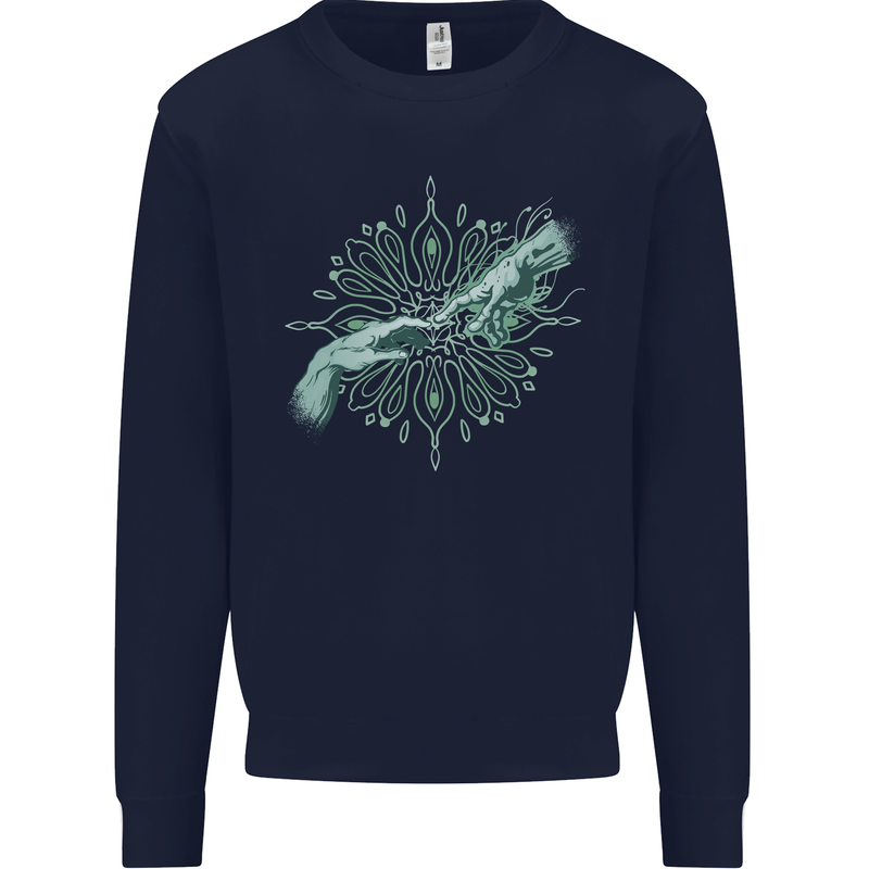 Alien Creation of Adam Parody UFO Mens Sweatshirt Jumper Navy Blue