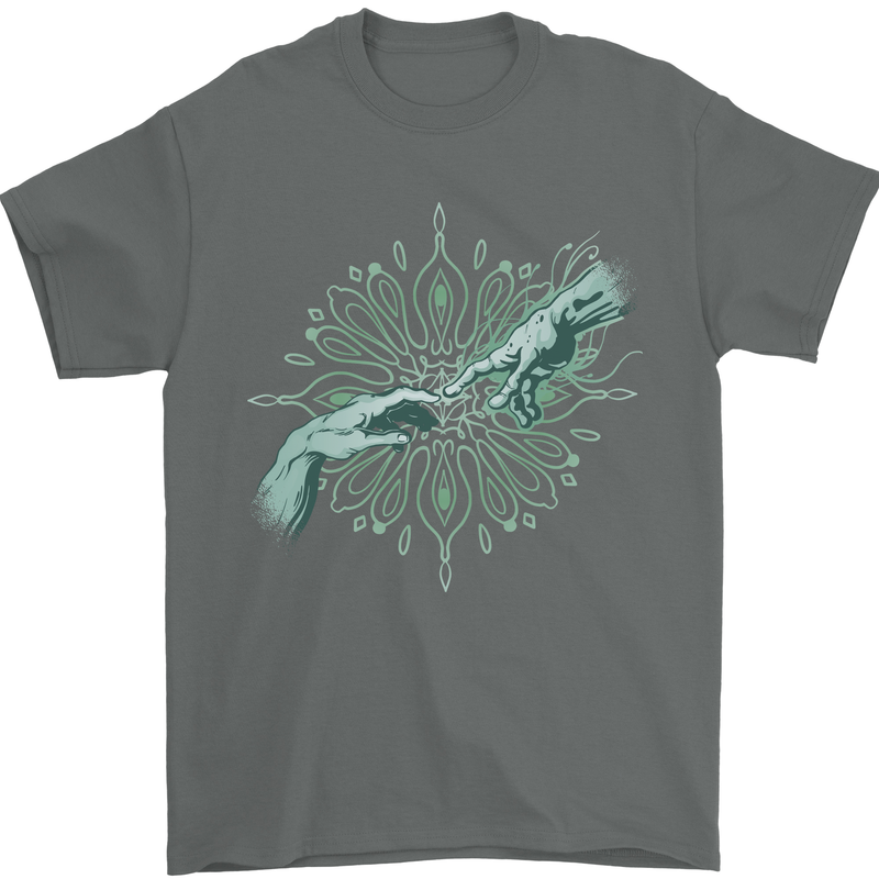 Alien Creation of Adam Parody UFO Mens T-Shirt 100% Cotton Charcoal